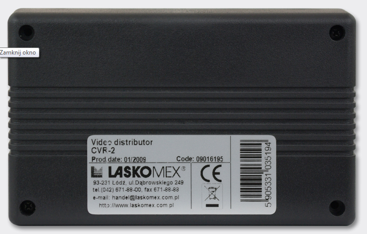 CVR-2 Rozdzielacz sygnału wideo do 4 monitorów, LASKOMEX