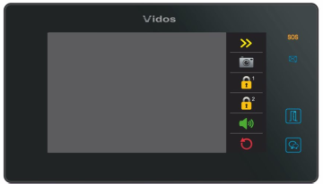 M1021B Monitor wideodomofonowy kolorowy, bezsłuchawkowy, 7'', pamięć obrazów, obsługa 2 wejść, VIDOS