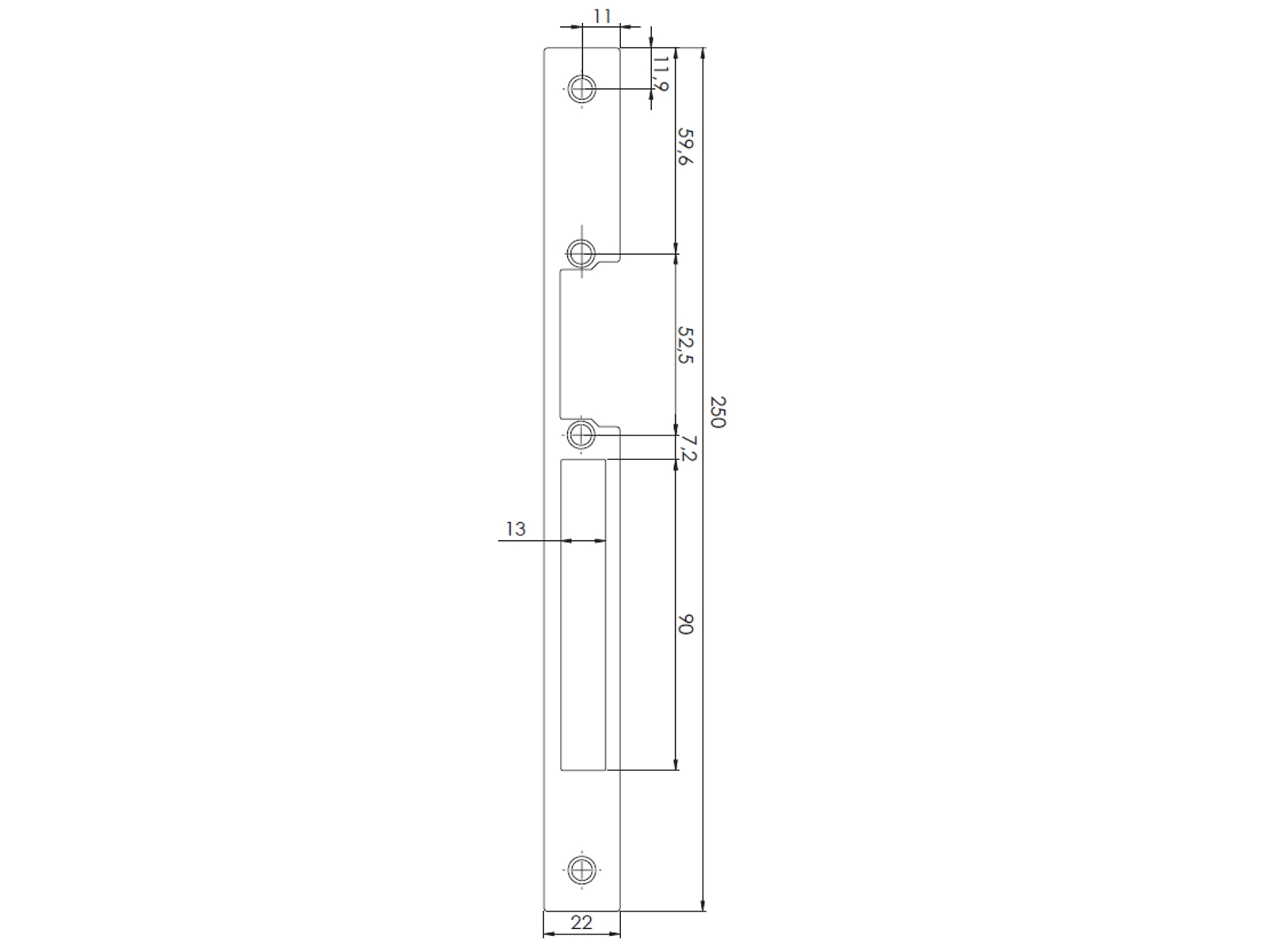 YFP250B Płaskownik montażowy 250mm, brąz