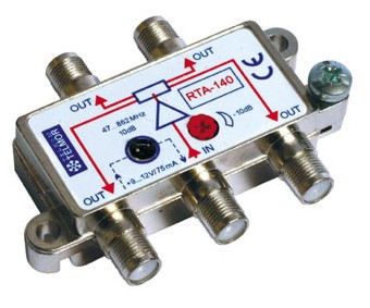 RTA-140 Rozgałęźnik aktywny 1/4, wbudowane regulowane tłumiki , TELMOR