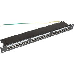 CCAS-PA6-24STP-O-2 Panel kat. 6 19" 1U, 24xRJ45 FTP czarny z półką