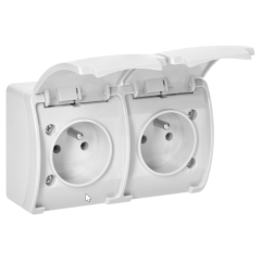 OR-OE-7106/W Gniazdo podwójne 2x2P+Z AQUATIC IP44 bia