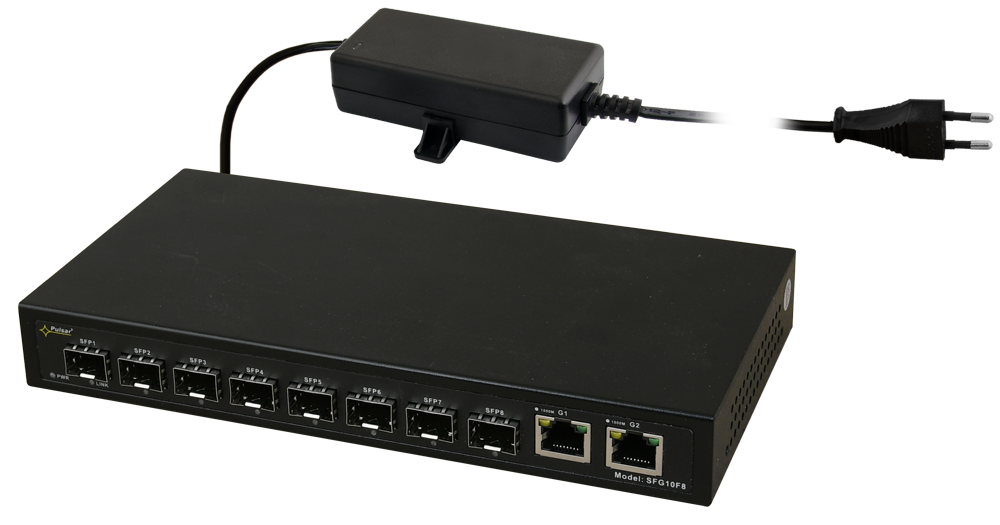 SFG10F8 Switch optyczny  (8xSFP, 2xRJ45)