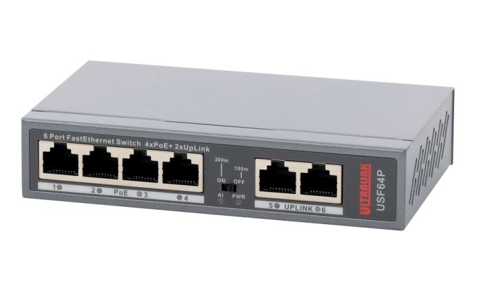 USF64P Ultralink FastEthernet Switch, 4xPoE+, 2xUpLink