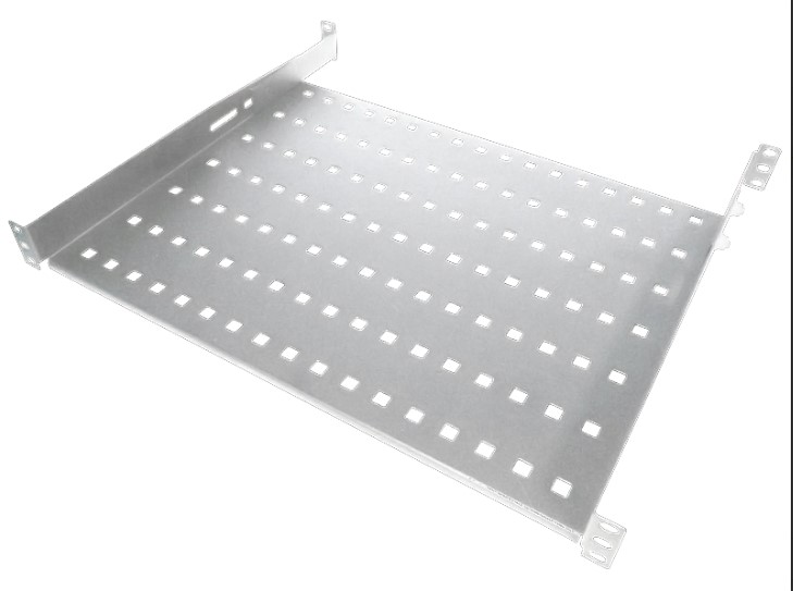 SA-P-19-1U-450-4-S Półka stała 19" 1U głęb. 450mm, kolor szara, 4 punkty mocowania