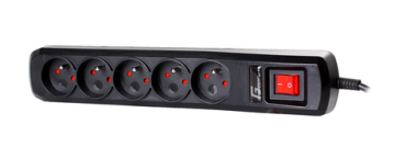 Listwa zasilająca antyprzepięciowa Getfort 5A 1,5m Czarna