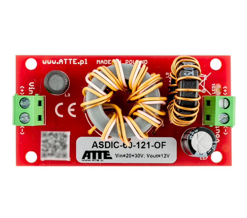 ASDIC-60-121-OF Izolowana przetwornica obniżająca napięcie do 12V