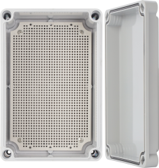 AWB382813 Obudowa ABS 380x280x130, wodoszczelna z plastikowymi śrubami i płytą montażową