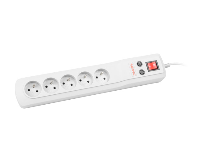 B5/15/SZ Listwa zasilająca, szary, kabel 1.5m, 5 gniazd