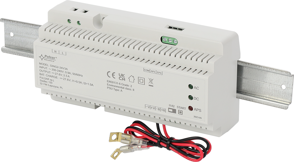 DING2-24V3A Zasilacz buforowy impulsowy na szynę DIN, Grade 2