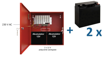 EN54C-5A17 AKU Zasilacz pożarowy, EN54C-5A17 AKU z akumulatorami 2x12V 18Ah, Zestaw, Pulsar