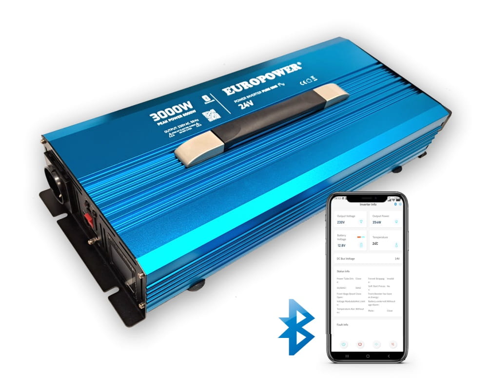 INV/24/3000/PS/S/B Przetwornica czysty sinus 3000W-24VDC, Bluetooth