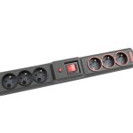 M33/15/CZ Listwa zasilająca, czarna, kabel 1.5m, 3+3 gniazda