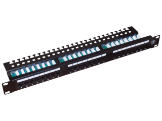 PK013 Patch panel UTP kat.5e 24 porty LSA z półką 1U/19"
