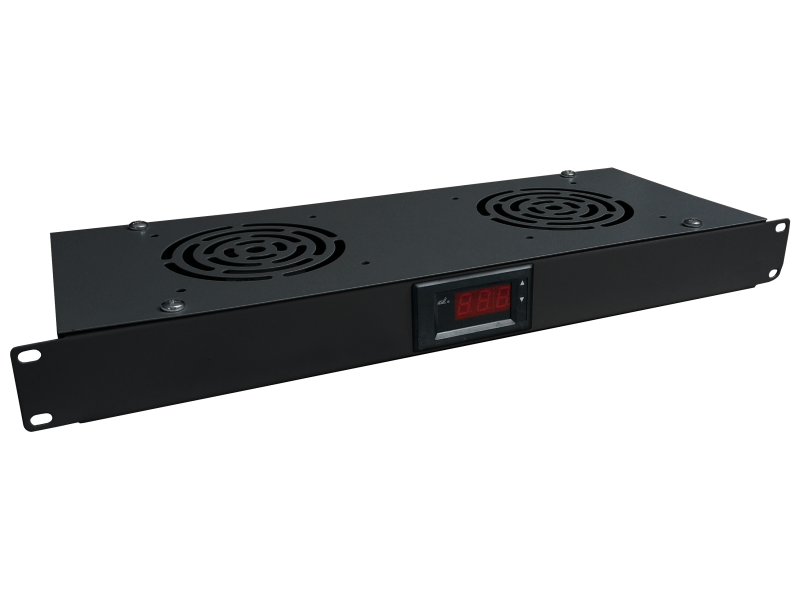 SA-F-1U-2-T-C Panel wentylacyjny 19", 2 wentylatory, termostat