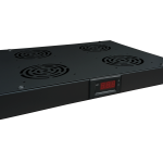 SA-F-1U-4-T-C Panel wentylacyjny 19" 1U, 4x wentylatory, termostat, kolor czarny