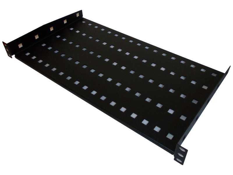 SA-P-19-1U-250-2-C Półka stała 19" 1U głębokość 250mm, czarna, 2 punkty mocowania