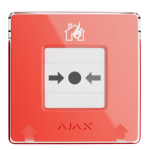 Manual Call Point RED Bezprzewodowy przycisk resetowalny do ręcznej aktywacji alarmu pożarowego z programowalnymi scenariuszami. Wersja w kolorze czerwonym