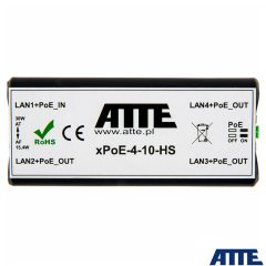 XPOE-4-11-HS Extender, switch PoE, 4 porty 10/100Mbps (1xPoE IN 802.3at/af + 3xPoE OUT)